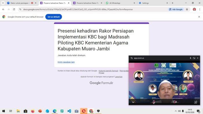MTsN 1 Muaro Jambi, ikuti Rakor Persiapan Implementasi KBC bagi madrasah piloting KBC Kementerian Agama MTsN 1 Muaro Jambi, ikuti Rakor Persiapan Implementasi KBC bagi madrasah piloting KBC Kementerian Agama