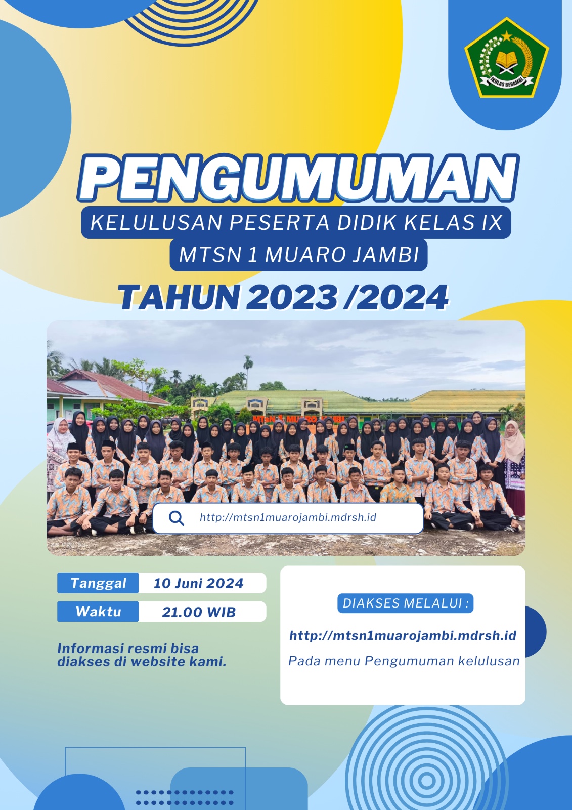Pengumuman Kelulusan Kelas IX T.P 2023/2024 Pengumuman Kelulusan Kelas IX T.P 2023/2024